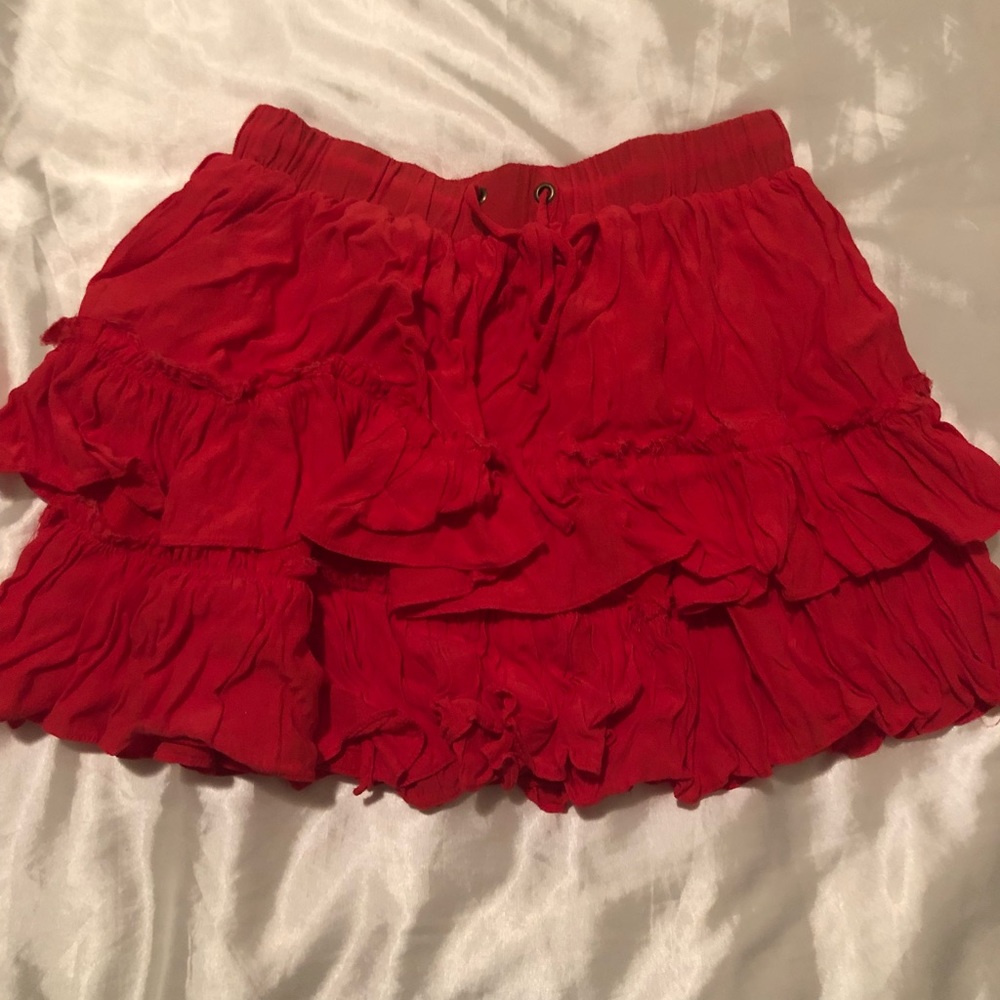 Red flowy mini skirt